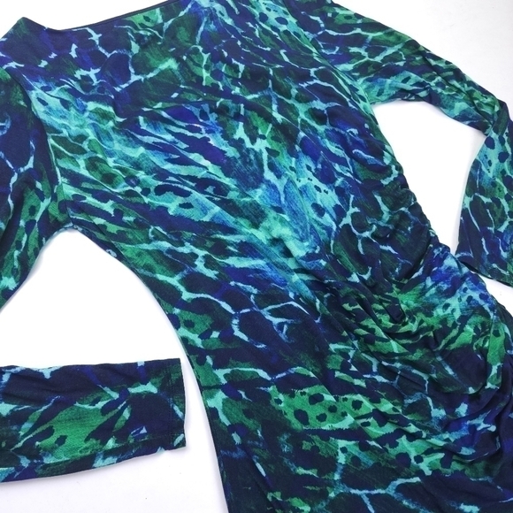 Soft Surroundings Blue Green Side Rouged Soft Viscose Blend Dress Sz M - Picture 10 of 11